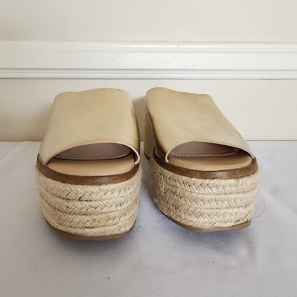 Justfab Cork Wedge Slide Gold Size 9 - Picture 3 of 8